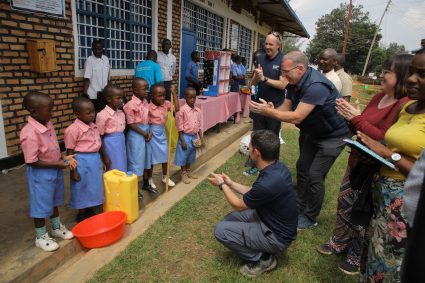 COFORWA, WaterAid Scotland, Scottish Water, and Water Aid Rwanda representatives visited various WASH projects in Nyamagabe District.